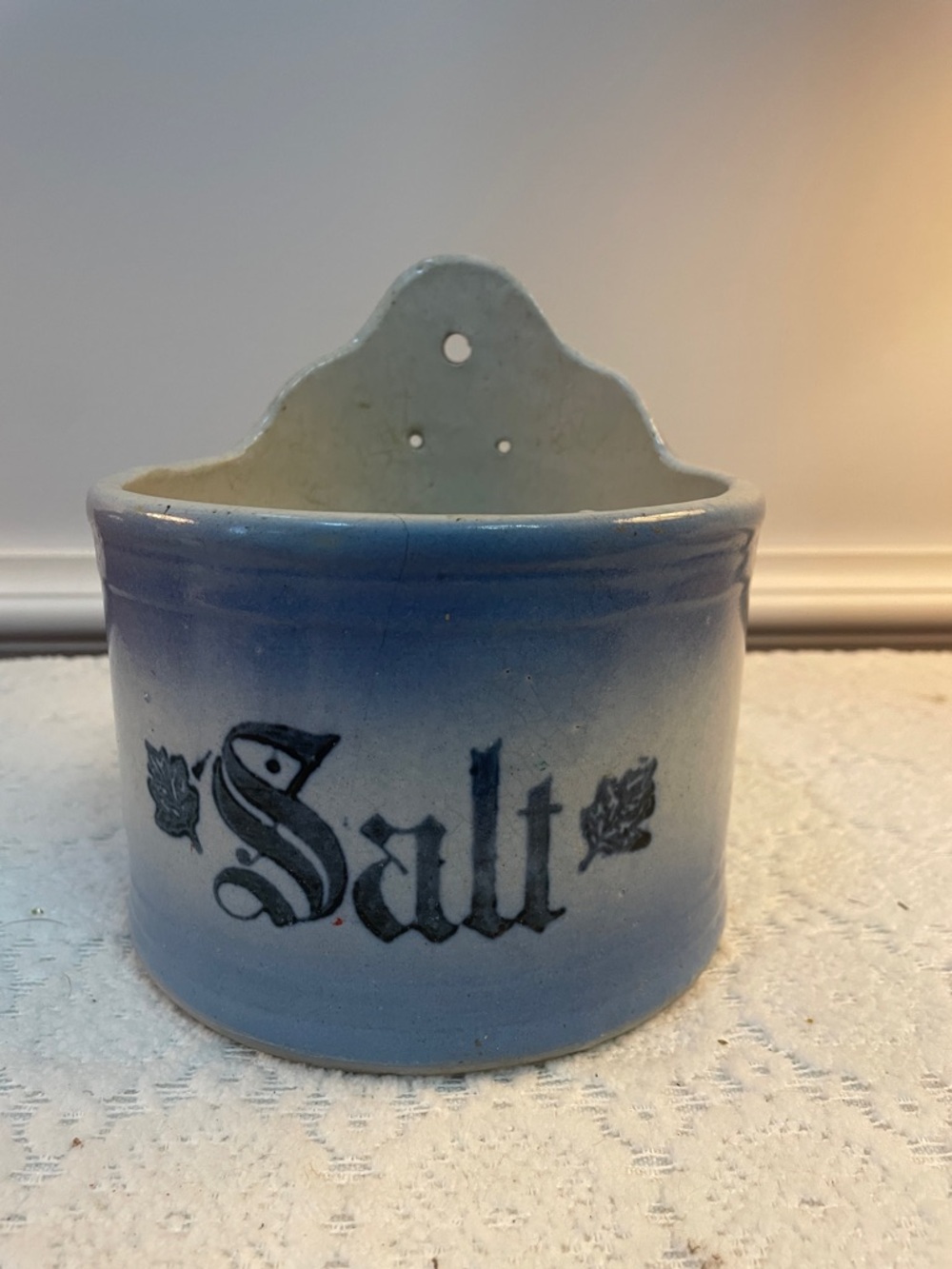 Blue Ceramic Wall mounted  salt crock